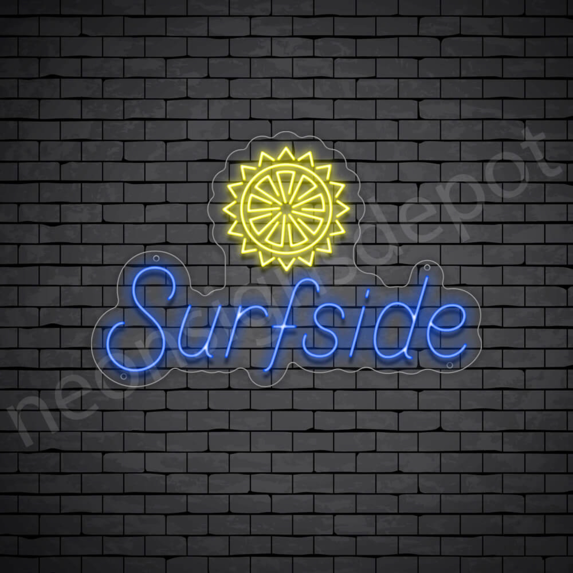 Surfside custom LED neon sign mockup for wholesale production